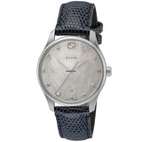  Shop Authentic Gucci G-Timeless Signature Mother of Pearl Silver Dial Blue Leather Strap Watch For Women - YA1264049 - Luxxuri