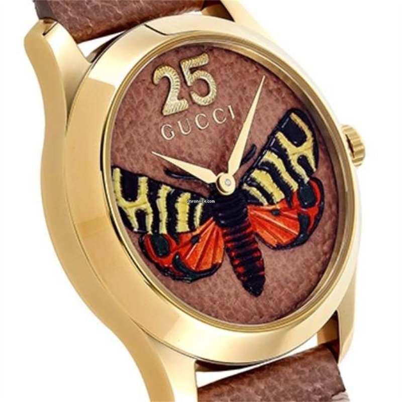  Shop Authentic Gucci G Timeless Butterfly Brown Dial Brown Leather Strap Watch For Women - YA1264063 - Luxxuri