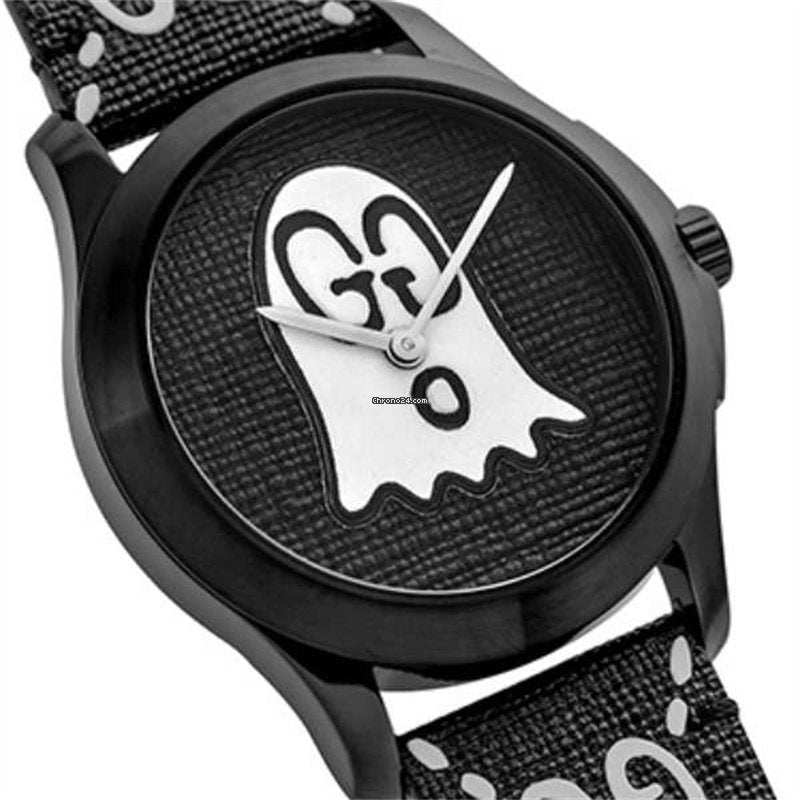  Shop Authentic Gucci G Timeless Ghost Black Dial Black Leather Strap Watch For Men - YA1264018 - Luxxuri