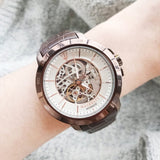  Shop Authentic Maserati Ingegno Automatic White Skeleton Dial Brown Leather Strap Watch For Men - R8821119003 - Luxxuri