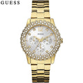  Shop Authentic Guess Dazzler Diamonds Silver Dial Gold Steel Strap Watch for Women - W0335L2 - Luxxuri
