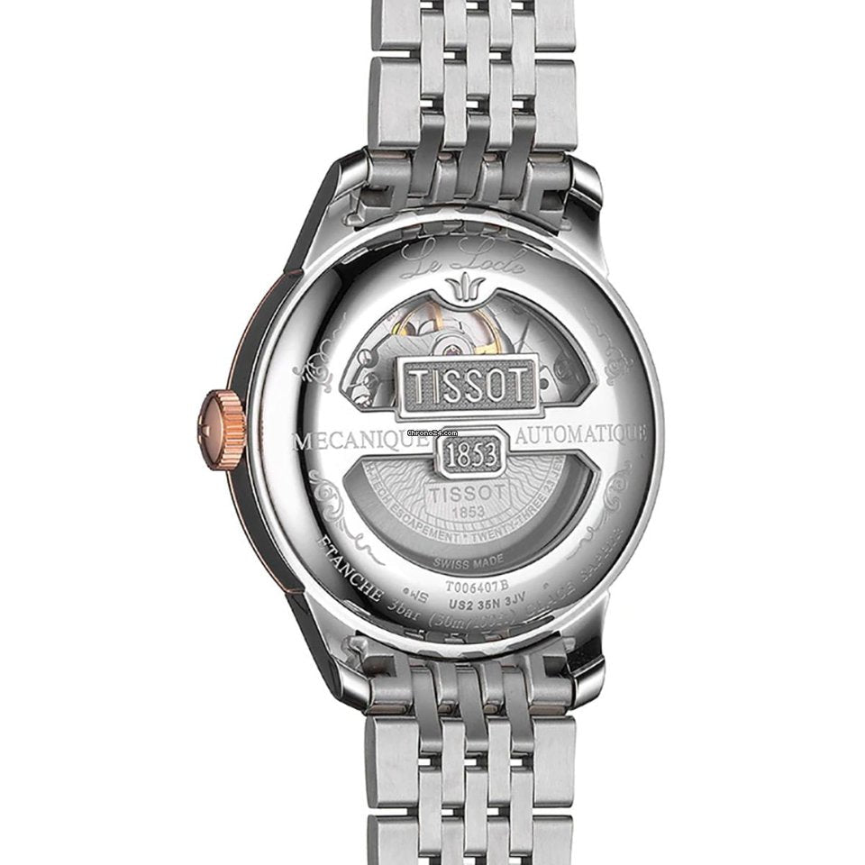Tissot Le Locle Powermatic 80 Diamonds Silver Dial Two Tone Steel Strap Watch For Men - T006.407.22.036.01