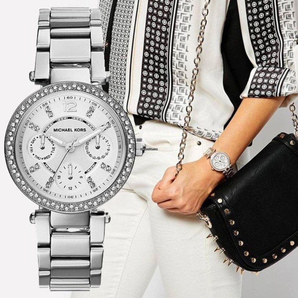  Shop Authentic Michael Kors Parker Silver Dial Silver Steel Strap Watch for Women - MK5615 - Luxxuri