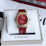 Shop Authentic Versace V-Motif Red Dial Red Leather Strap Watch for Women - VERE00418 - Luxxuri