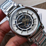  Shop Authentic Emporio Armani Meccanico Automatic Silver Dial Silver Steel Strap Watch for Men - AR60006 - Luxxuri