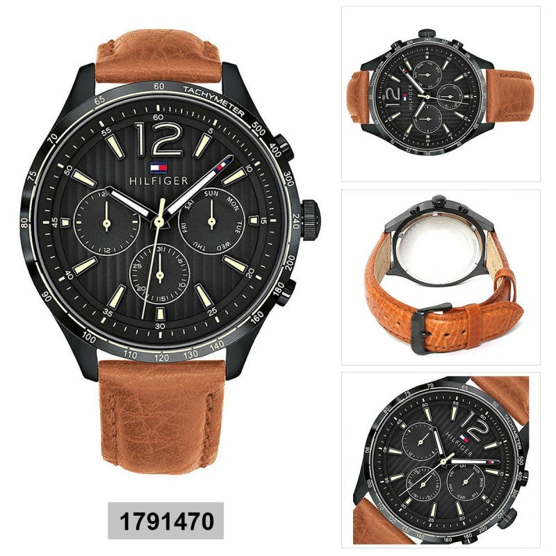  Shop Authentic Tommy Hilfiger Gavin Chronograph Quartz Black Dial Brown Leather Strap Watch for Men - 1791470 - Luxxuri