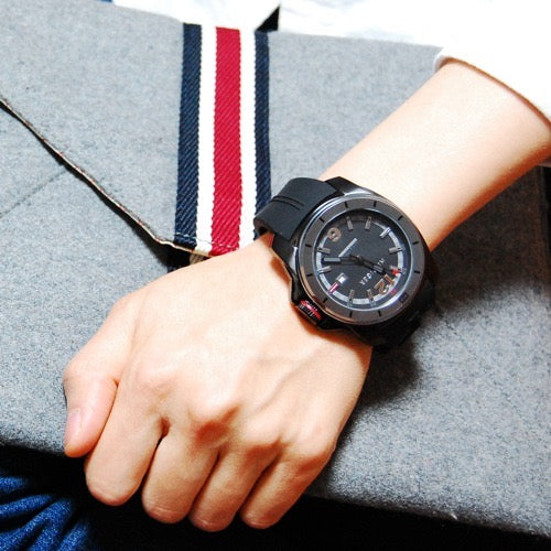  Shop Authentic Tommy Hilfiger Windsurf Black Dial Black Rubber Strap Watch for Men- 1791114 - Luxxuri