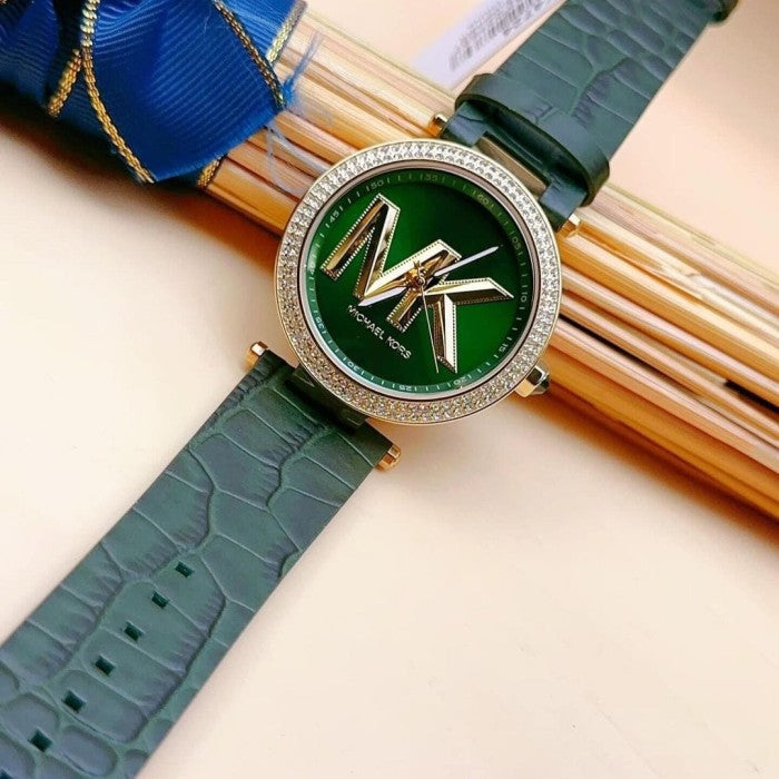  Shop Authentic Michael Kors Parker Green Dial Green Leather Strap Watch For Women - MK4724 - Luxxuri