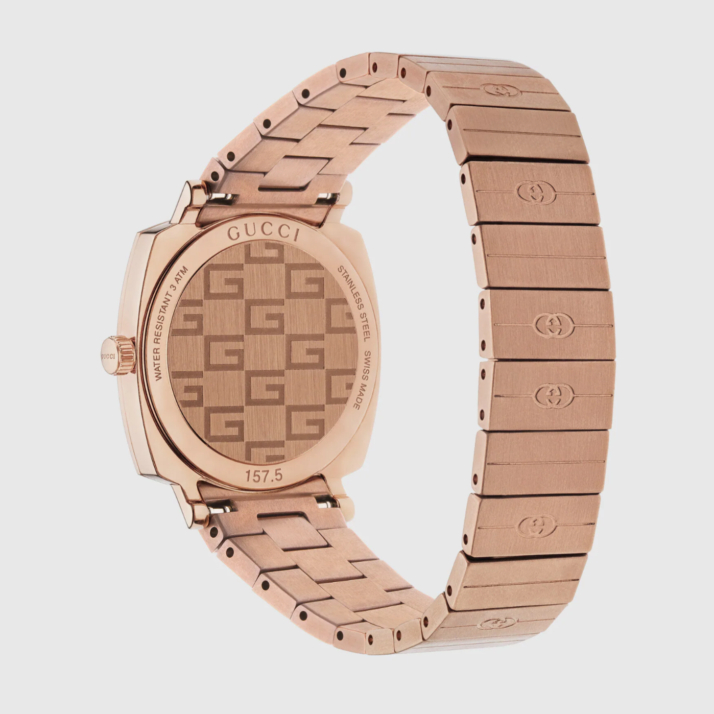  Shop Authentic Gucci Grip Quartz Rose Gold Dial Rose Gold Steel Strap Watch For Women - YA157505 - Luxxuri