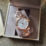  Shop Authentic Burberry The City White Dial Rose Gold Steel Strap Watch for Women - BU9104 - Luxxuri