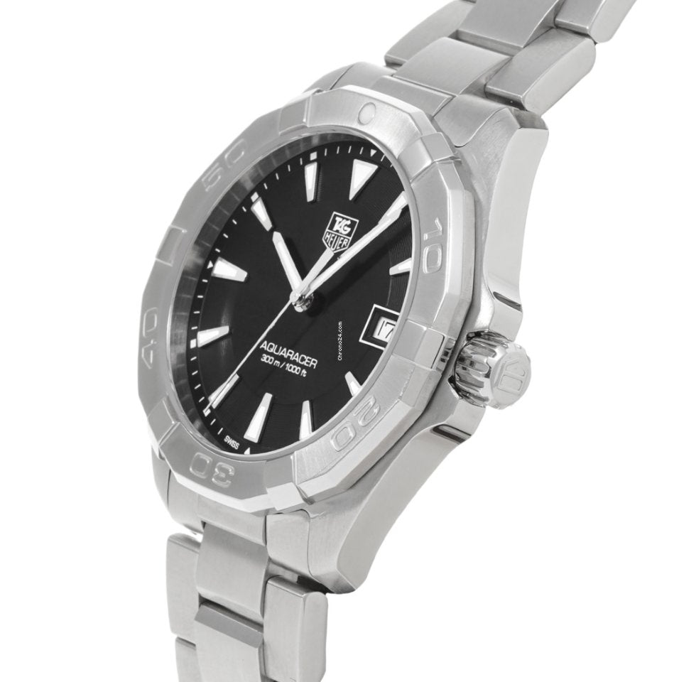  Shop Authentic Tag Heuer Aquaracer Quartz Black Dial Silver Steel Strap Watch for Men - WAY1110.BA0928 - Luxxuri