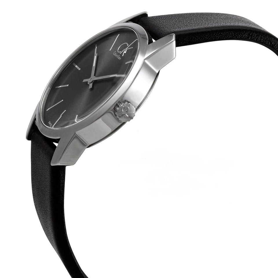  Shop Authentic Calvin Klein City Black Dial Black Leather Strap Watch For Women - K2G23107 - Luxxuri