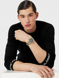  Shop Authentic Emporio Armani Analog Chronograph Black Dial Two Tone Steel Strap Watch For Men - AR11521 - Luxxuri