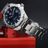  Shop Authentic Tag Heuer Aquaracer Quartz Blue Dial Silver Steel Strap Watch for Men - WAY1112.BA0928 - Luxxuri