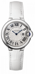  Shop Authentic Cartier Ballon Bleu de Cartier Silver Dial White Leather Strap Watch for Women - W6920087 - Luxxuri