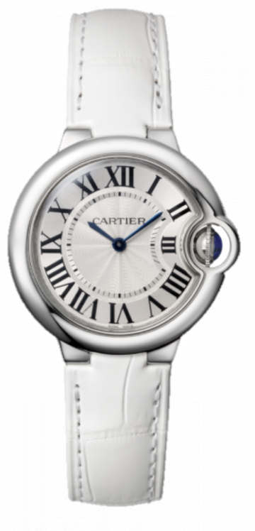  Shop Authentic Cartier Ballon Bleu de Cartier Silver Dial White Leather Strap Watch for Women - W6920087 - Luxxuri