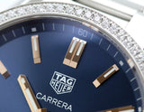  Shop Authentic Tag Heuer Carrera Quartz Diamonds Blue Dial Silver Steel Strap Watch for Women - WAR1114.BA0601 - Luxxuri