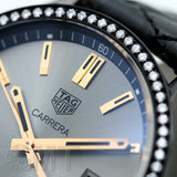  Shop Authentic Tag Heuer Carrera Diamonds Anthracite Black Dial Black Leather Strap Watch for Women - WAR1115.FC6392 - Luxxuri