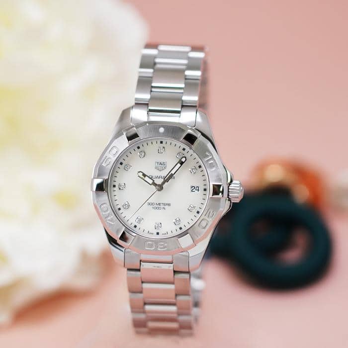  Shop Authentic Tag Heuer Aquaracer Diamonds Mother of Pearl Dial Silver Steel Strap Watch for Women - WBD131B.BA0748 - Luxxuri