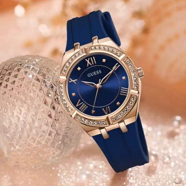  Shop Authentic Guess Cosmo Diamonds Blue Blue Dial Blue Silicone Strap Watch for Women - GW0034L4 - Luxxuri