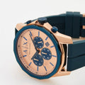  Shop Authentic Armani Exchange Hampton Chronograph Rose Gold Dial Blue Silicone Strap Watch For Men - AX1730 - Luxxuri