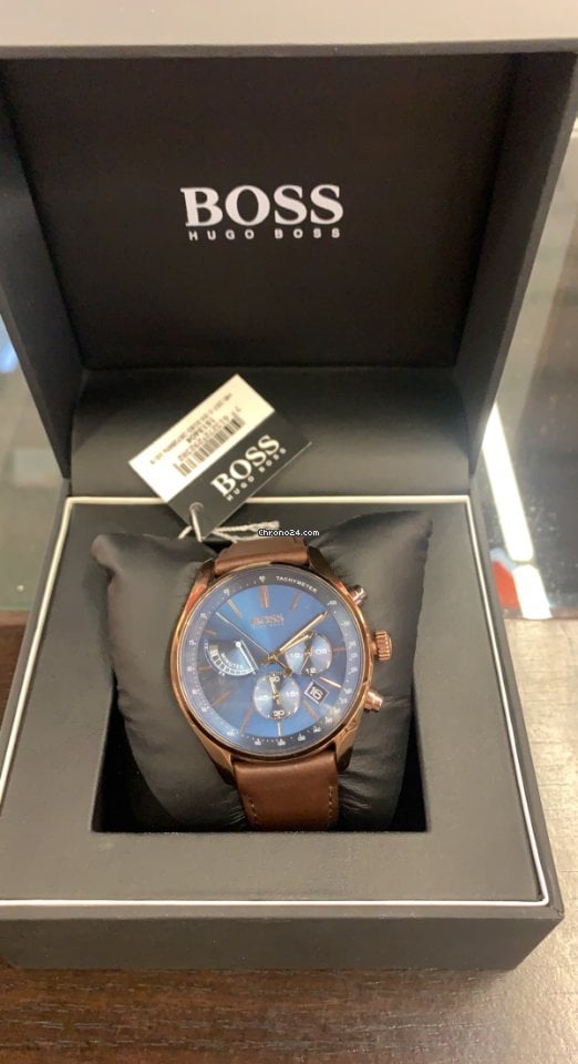  Shop Authentic Hugo Boss Grand Prix Blue Dial Brown Leather Strap Watch for Men - 1513604 - Luxxuri