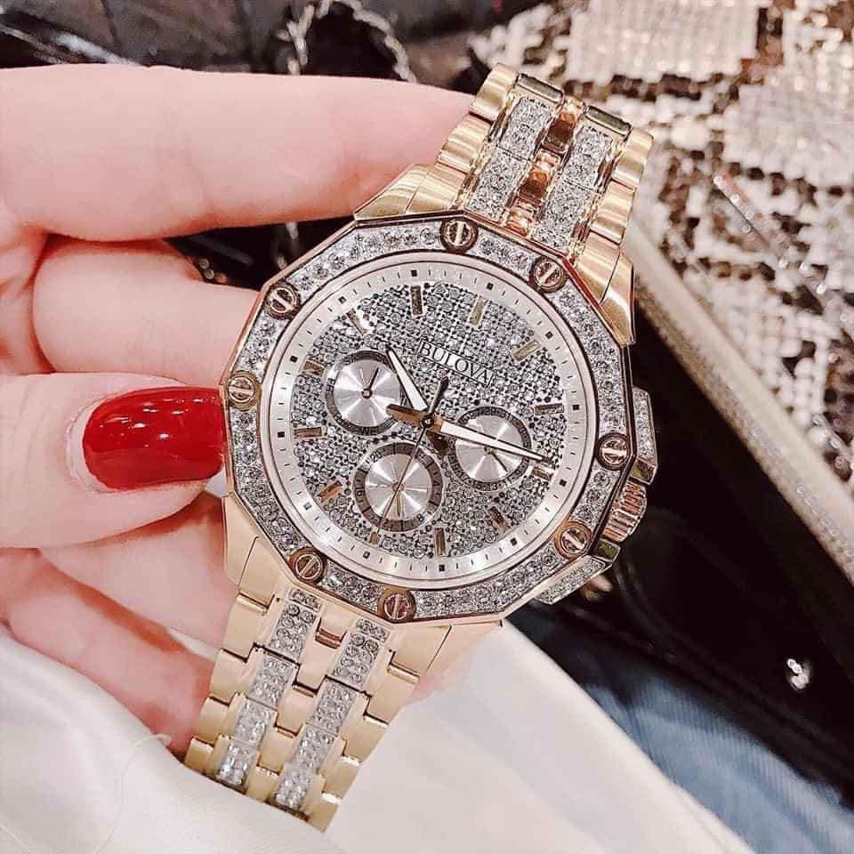  Shop Authentic Bulova Crystal Collection Octova White Dial Gold Steel Strap Watch for Men - 98C126 - Luxxuri