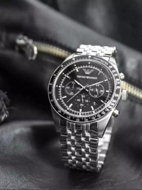  Shop Authentic Emporio Armani Tazio Chronograph Black Dial Silver Steel Strap Watch For Men - AR5988 - Luxxuri