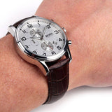  Shop Authentic Hugo Boss Aeroliner Chronoraph White Dial Brown Leather Strap Watch For Men - HB1512447 - Luxxuri