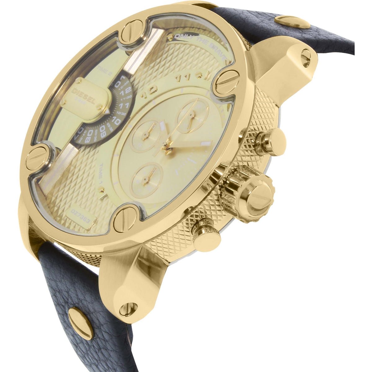  Shop Authentic Diesel Mr Daddy Gold Dial Black Leather Strap Watch For Men - DZ7363 - Luxxuri