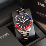  Shop Authentic Tag Heuer Aquaracer GMT Caliber 7 Pepsi Black Dial Silver Steel Strap Watch for Men - WAY201F.BA0927 - Luxxuri