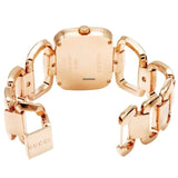  Shop Authentic Gucci G Ladies Diamonds Black Dial Rose Gold Steel Strap Watch For Women - YA125512 - Luxxuri