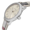  Shop Authentic Burberry The Classic Guilloche Silver Dial Grey Leather Strap Watch for Women - BU10113 - Luxxuri