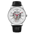  Shop Authentic Emporio Armani Meccanico Silver Skeleton Dial Black Leather Watch For Men - AR1997 - Luxxuri