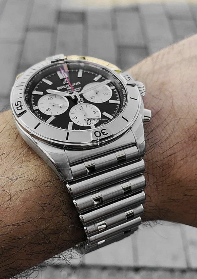  Shop Authentic Breitling Chronomat B01 42mm Black Dial Silver Steel Strap Watch for Men - AB0134101B1A1 - Luxxuri