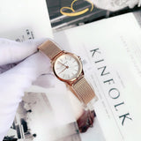  Shop Authentic Calvin Klein Minimal White Dial Rose Gold Mesh Bracelet Watch for Women - K3M23626 - Luxxuri