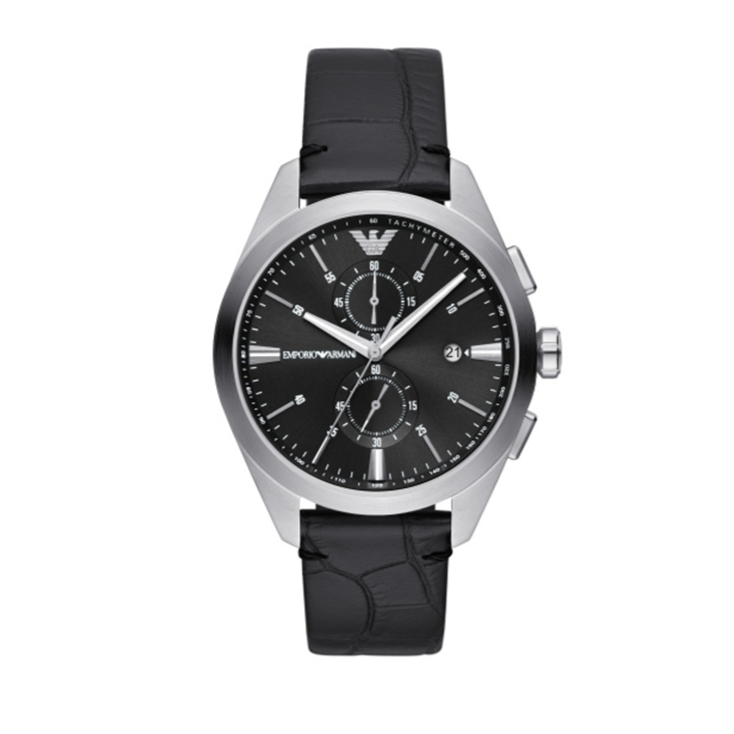  Shop Authentic Emporio Armani Claudio Chronograph Black Dial Black Leather Strap Watch For Men - AR11542 - Luxxuri