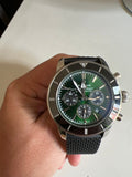  Shop Authentic Breitling Superocean Heritage B01 Chronograph 44 Limited Edition Green Dial Black Mesh Bracelet Watch for Men - AB01621A1L1S1 - Luxxuri