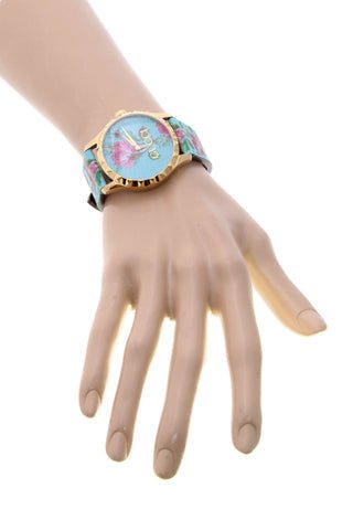  Shop Authentic Gucci G Timeless Floral Turquoise Dial Turquoise Leather Strap Watch For Women - YA1264085 - Luxxuri