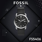  Shop Authentic Fossil The Commuter Black Dial Black Leather Strap Watch for Men - FS5406 - Luxxuri