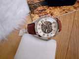  Shop Authentic Fossil Grant Automatic Beige Skeleton Dial Brown Leather Strap Watch for Men - ME3099 - Luxxuri