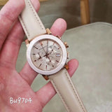  Shop Authentic Burberry Chronograph Rose Gold Dial Beige Leather Strap Watch for Women - BU9704 - Luxxuri