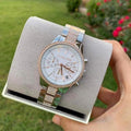  Shop Authentic Michael Kors Ritz Chronograph White Dial Two Tone Steel Strap Watch For Women - MK6651 - Luxxuri