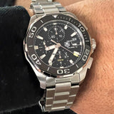  Shop Authentic Tag Heuer Aquaracer Calibre 16 Day-Date Black Dial Silver Steel Strap Watch for Men - CAY211A.BA0927 - Luxxuri