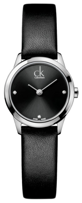  Shop Authentic Calvin Klein Minimal Black Dial Black Leather Strap Watch for Women - K3M231CS - Luxxuri