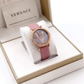  Shop Authentic Versace Virtus Quartz Grey Dial Pink Leather Strap Watch for Women - VEHC00319 - Luxxuri