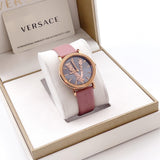  Shop Authentic Versace Virtus Quartz Grey Dial Pink Leather Strap Watch for Women - VEHC00319 - Luxxuri