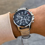  Shop Authentic Tommy Hilfiger Mason Multifunction Black Dial Silver Steel Strap Watch For Men - 1791936 - Luxxuri