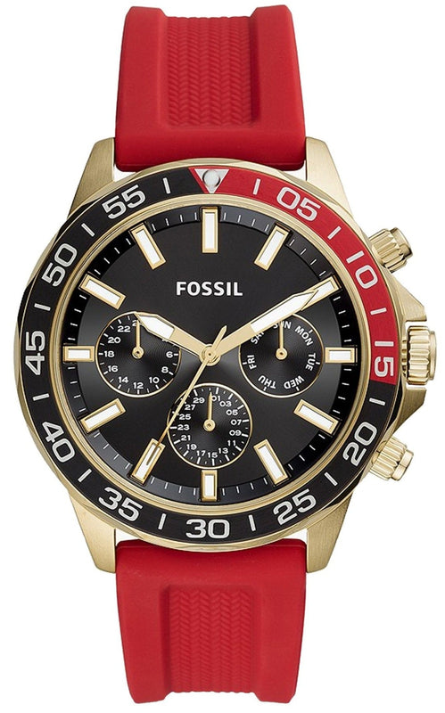  Shop Authentic Fossil Bannon Multifunction Black Dial Red Silicone Strap Watch for Men - BQ2499 - Luxxuri