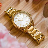  Shop Authentic Michael Kors Whitney Three-Hand White Dial Gold Steel Strap Watch For Women - MK6693 - Luxxuri